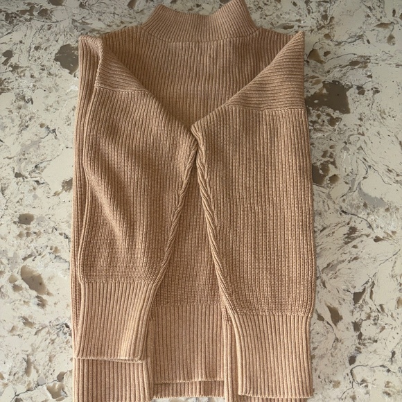 NWT Women’s Lands’ End Drifter Beige Cotton 1/4 Zip Pullover Sweater Size LP - Picture 4 of 5